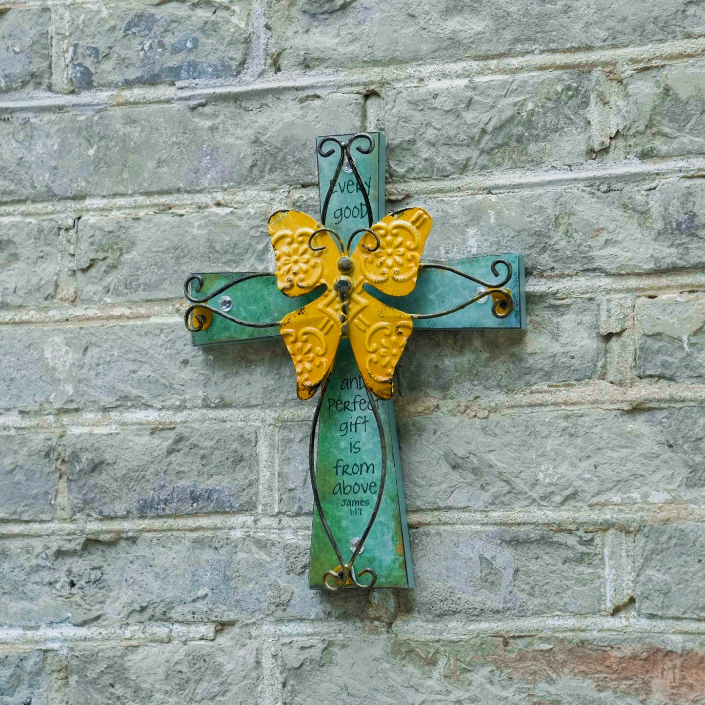 Schmetterlings-Wandkreuz aus Holz 