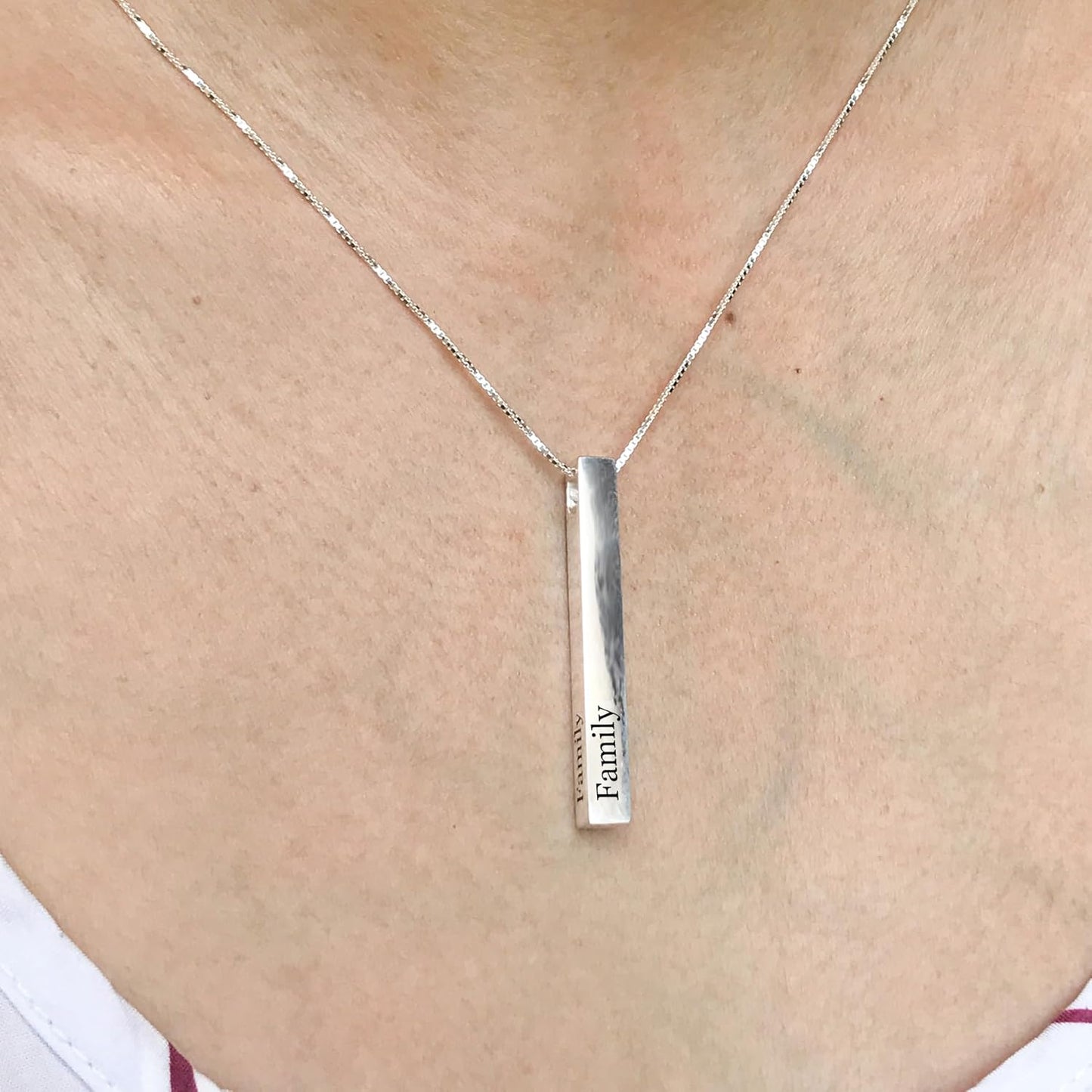 Sterling Silver Personalized Necklace 4 Sided