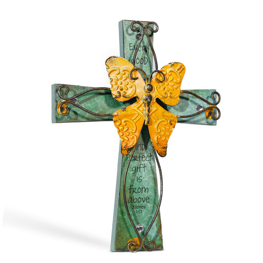 Wooden Butterfly Wall Cross